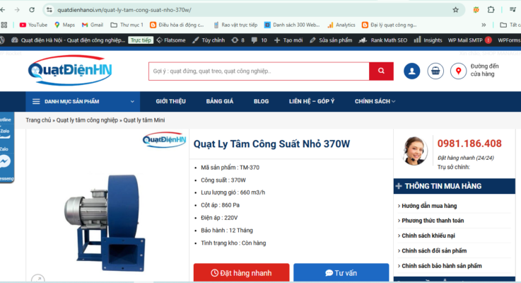 Quạt ly tâm công suất nhỏ 370W