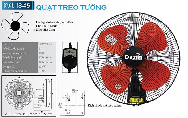 Quạt treo tường công nghiệp KWL-1845