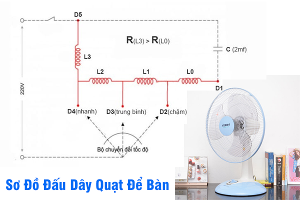Hướng Dẫn Đấu Dây Quạt Bàn Tại Nhà An Toàn & Dễ Hiểu Cho Người Mới 3 Sơ đồ đấu dây quạt để bàn
