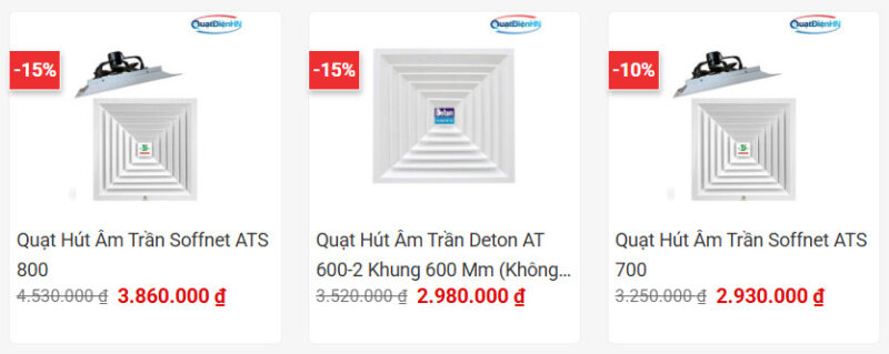 quạt hút âm trần Quạt điện Hà Nội